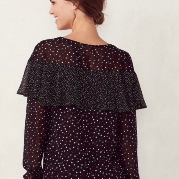 ❤️2/$15 or 3/$21❤️ LC Lauren Conrad Floral Flouncy Pheasant Top, Size Small - Picture 3 of 11